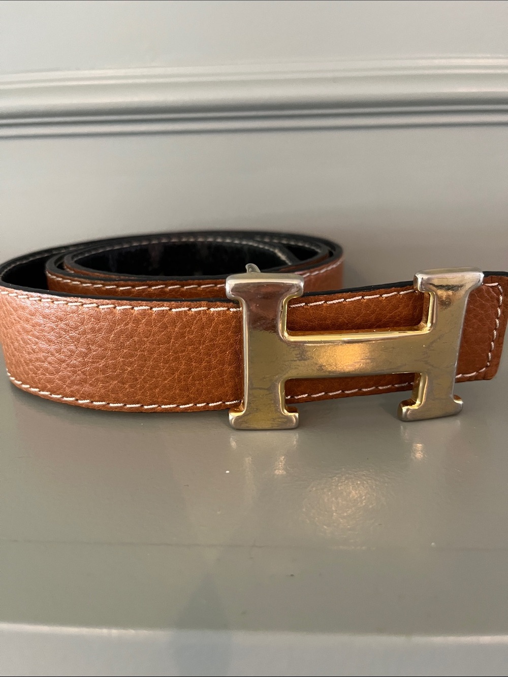 Leather two-tone Belt